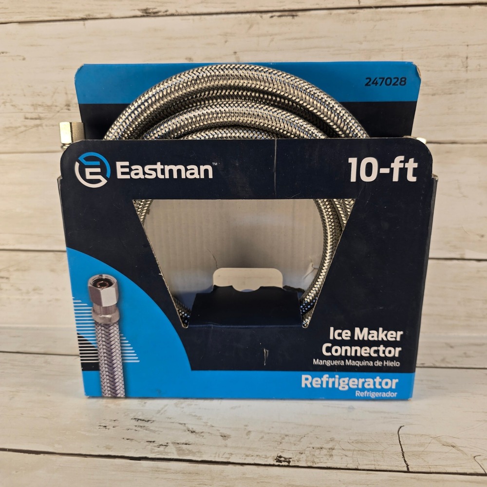 Eastman 10ft Stainless Steel Braided Ice Maker‎ Connector Hose 247028 1/4in Comp